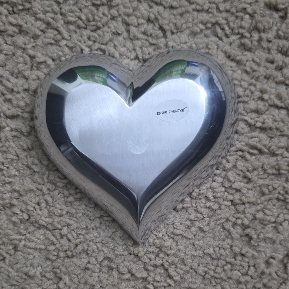 Inspirations Heart-Shaped Decorative Bowl, Silver Tone, Speckled